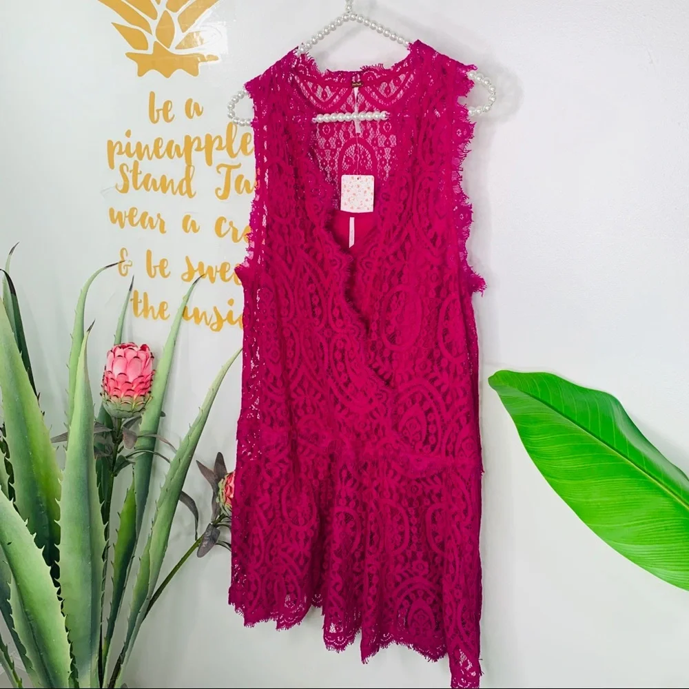 Free People Purple Lace Heart In Two Mini Dress Size Small - Picture 4 of 16